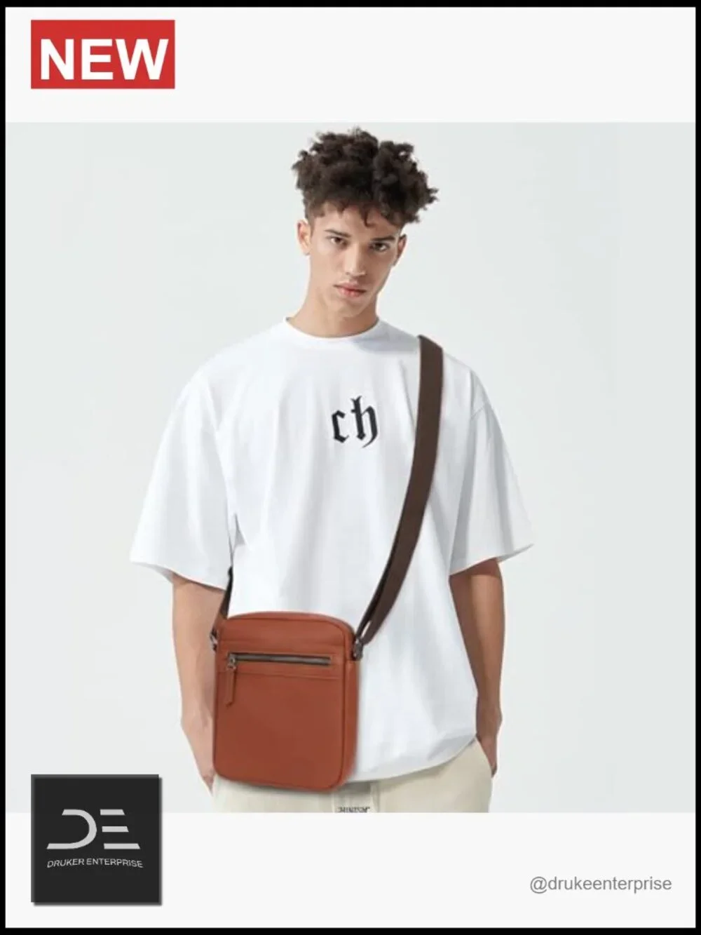 PU Leather Sling Crossbody Bag for Men Messenger Bag Mustard